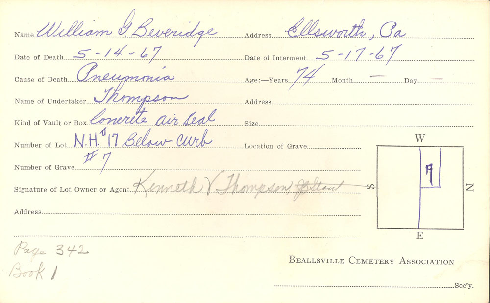 burial card
